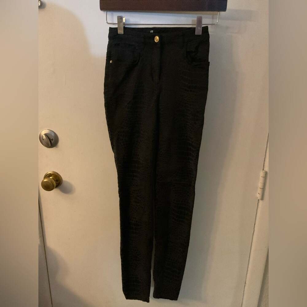 H&M Black Snakeskin Print High Waist Skinny Jeans GIrl's No Size Tag Animal